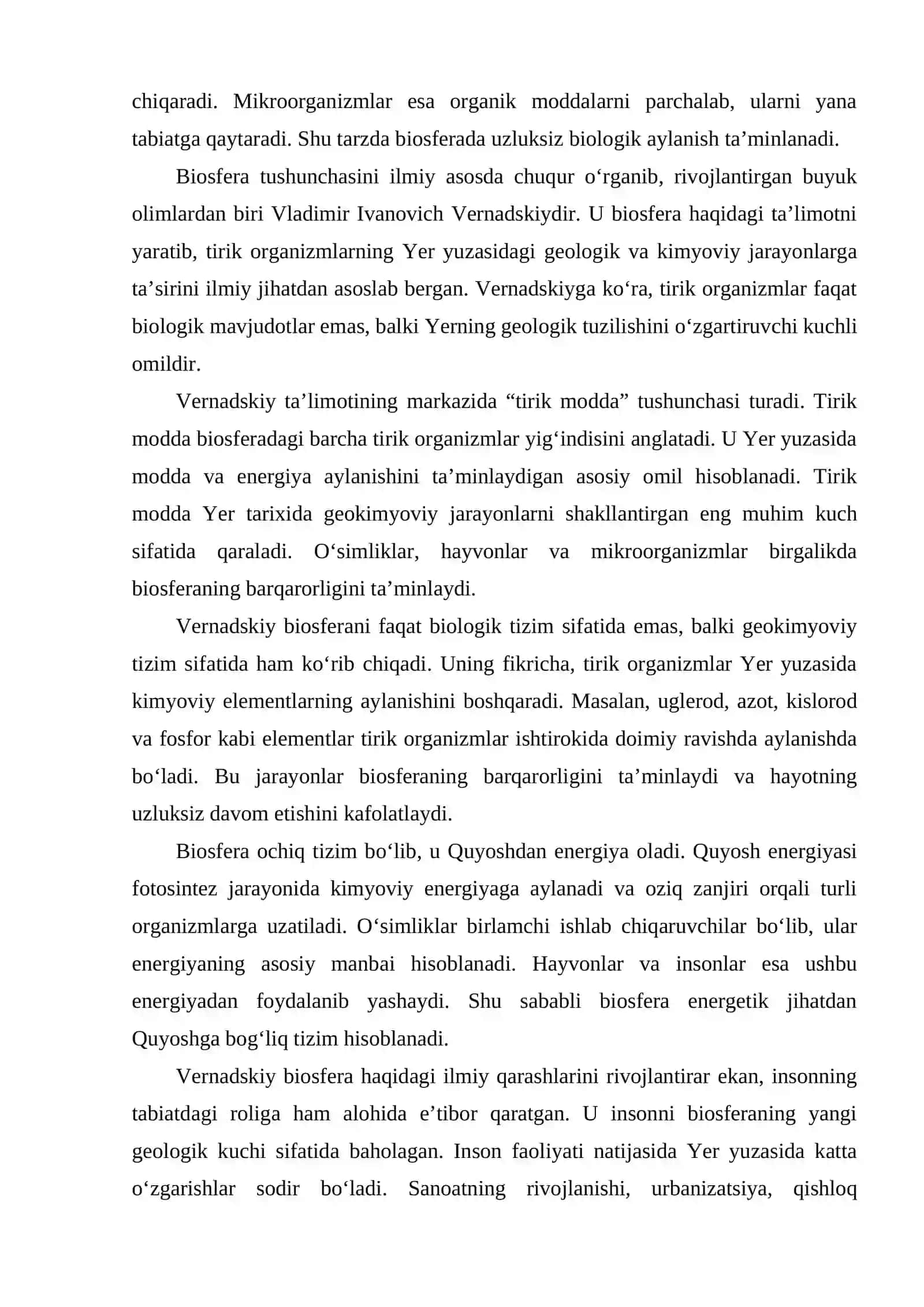 BIOSFERA HAQIDA TUSHUNCHA, VERNADSKIY TA’LIMOTI VA NOOSFERA 2