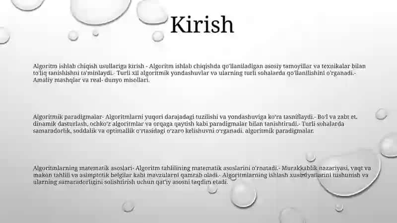 Algaritimni Ishlab Chiqish Metodlari 2