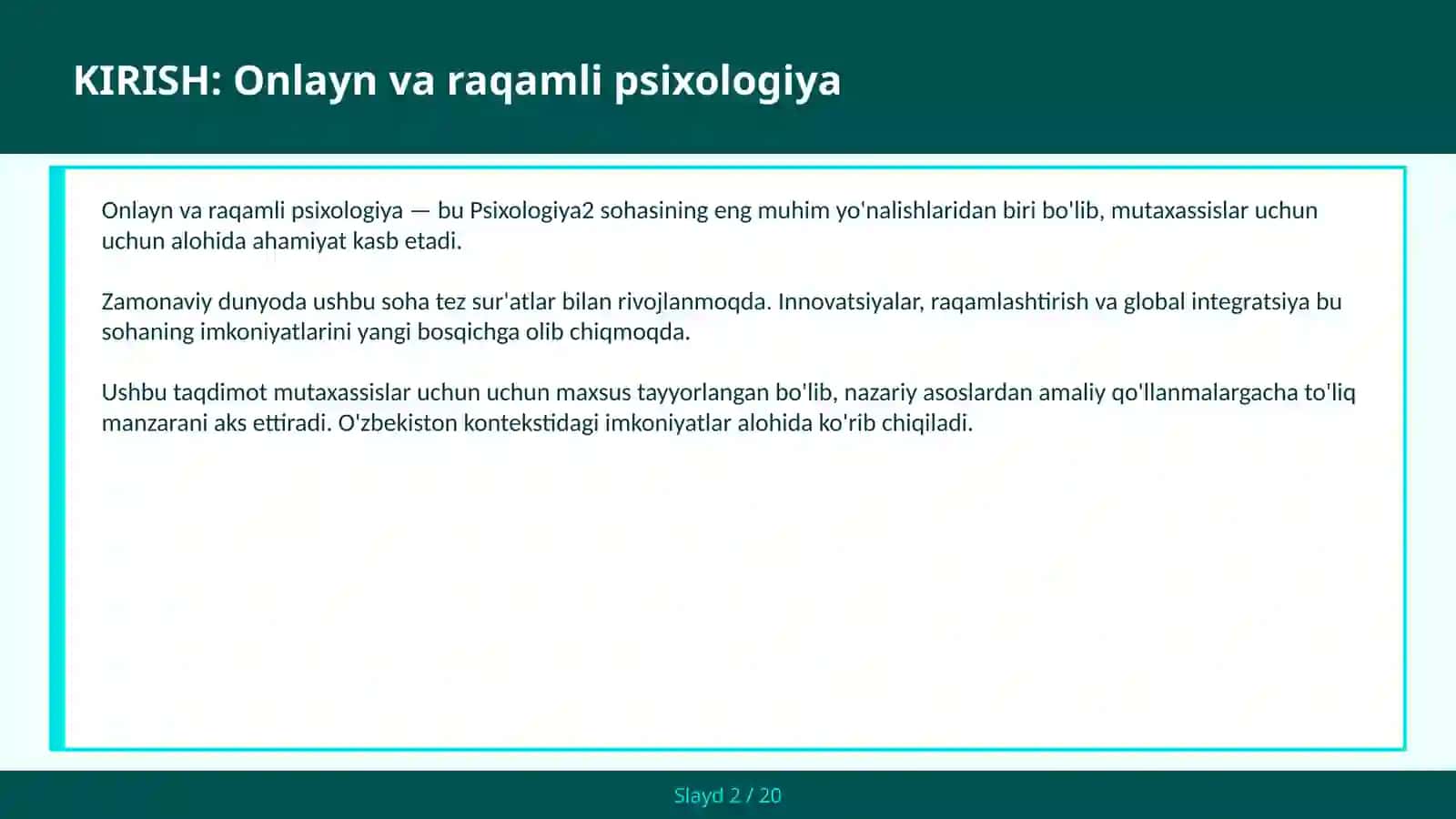 Onlayn va raqamli psixologiya 2