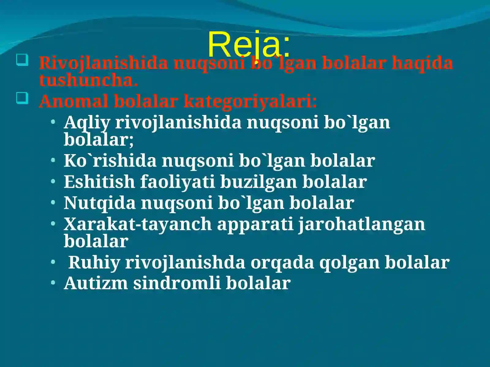 Anomal bolalar kategoriyalari 2