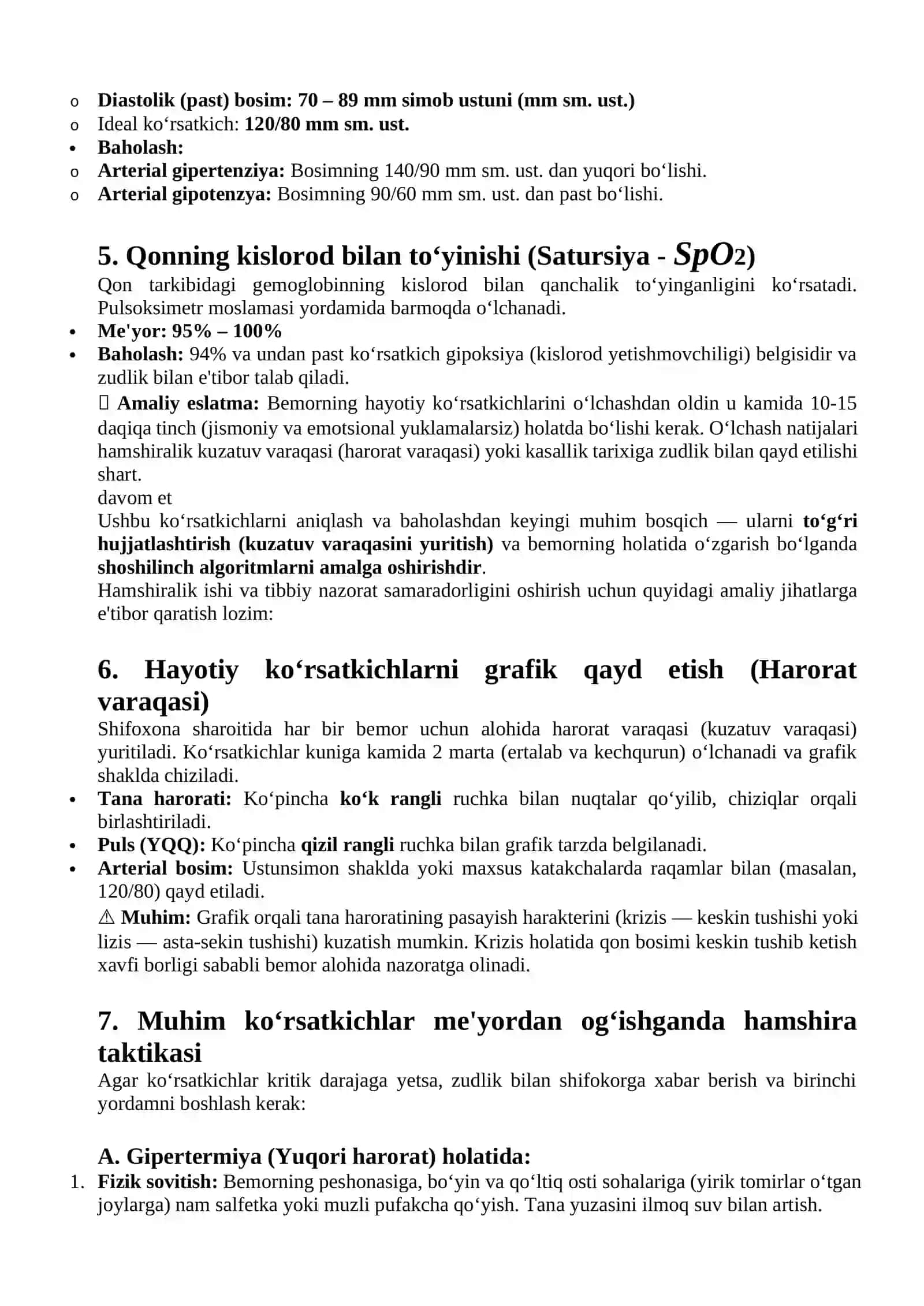Bemorning muhim hayotiy ko`rsatkichlarini aniqlash 2