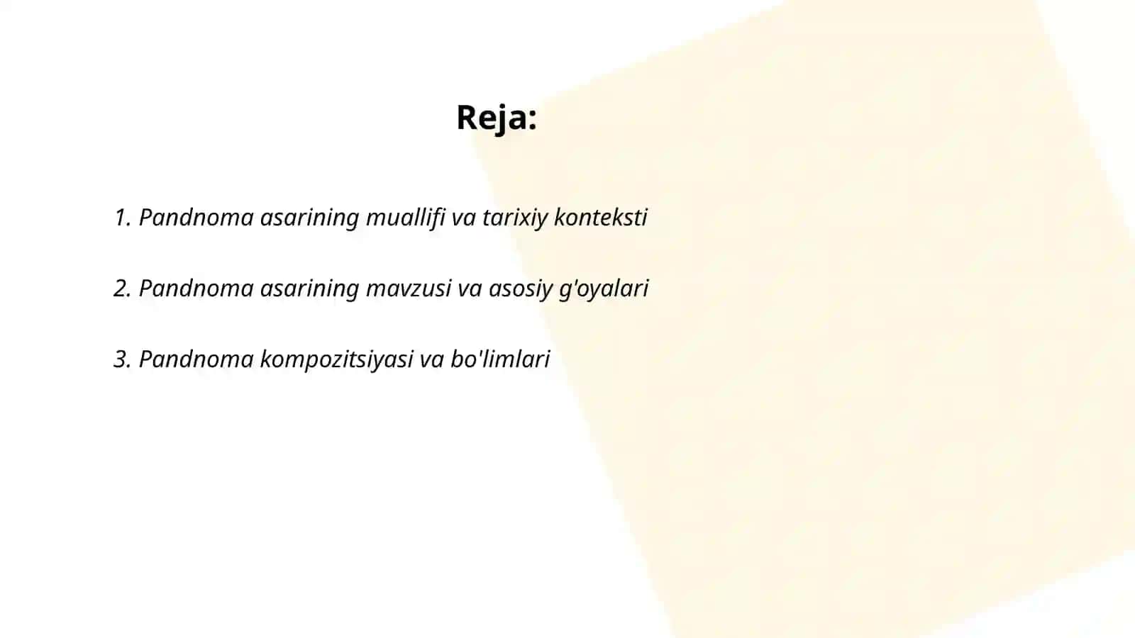 Pandnoma asari haqida 2