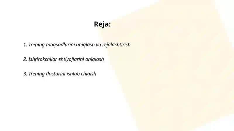 Trening tashkil etishda trenerning faoliyati 2