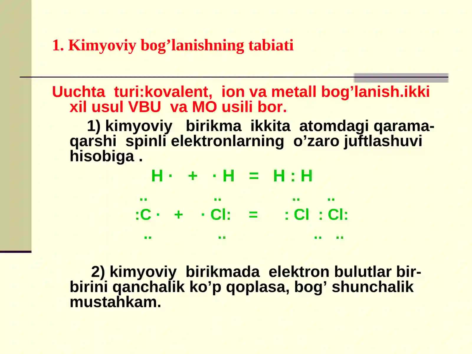 Kimyoviy bog‘lanish va molekula tuzilishi 2