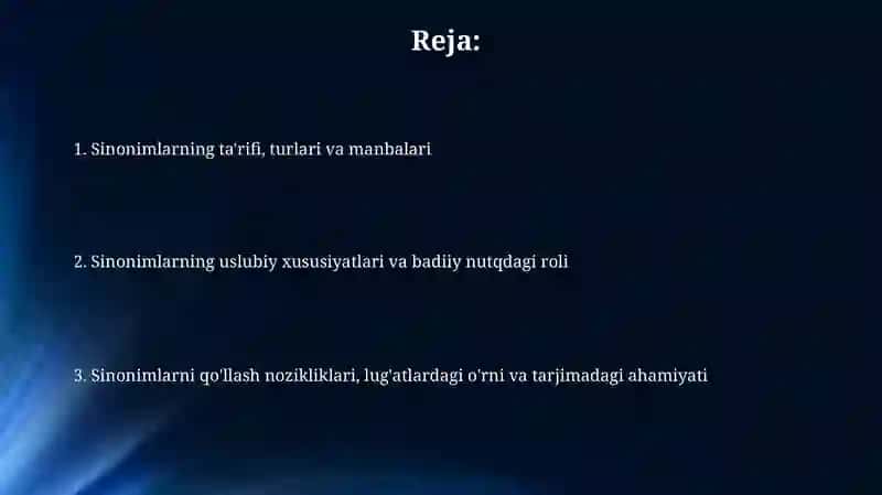 O'zbek tilida sinonimlar 2