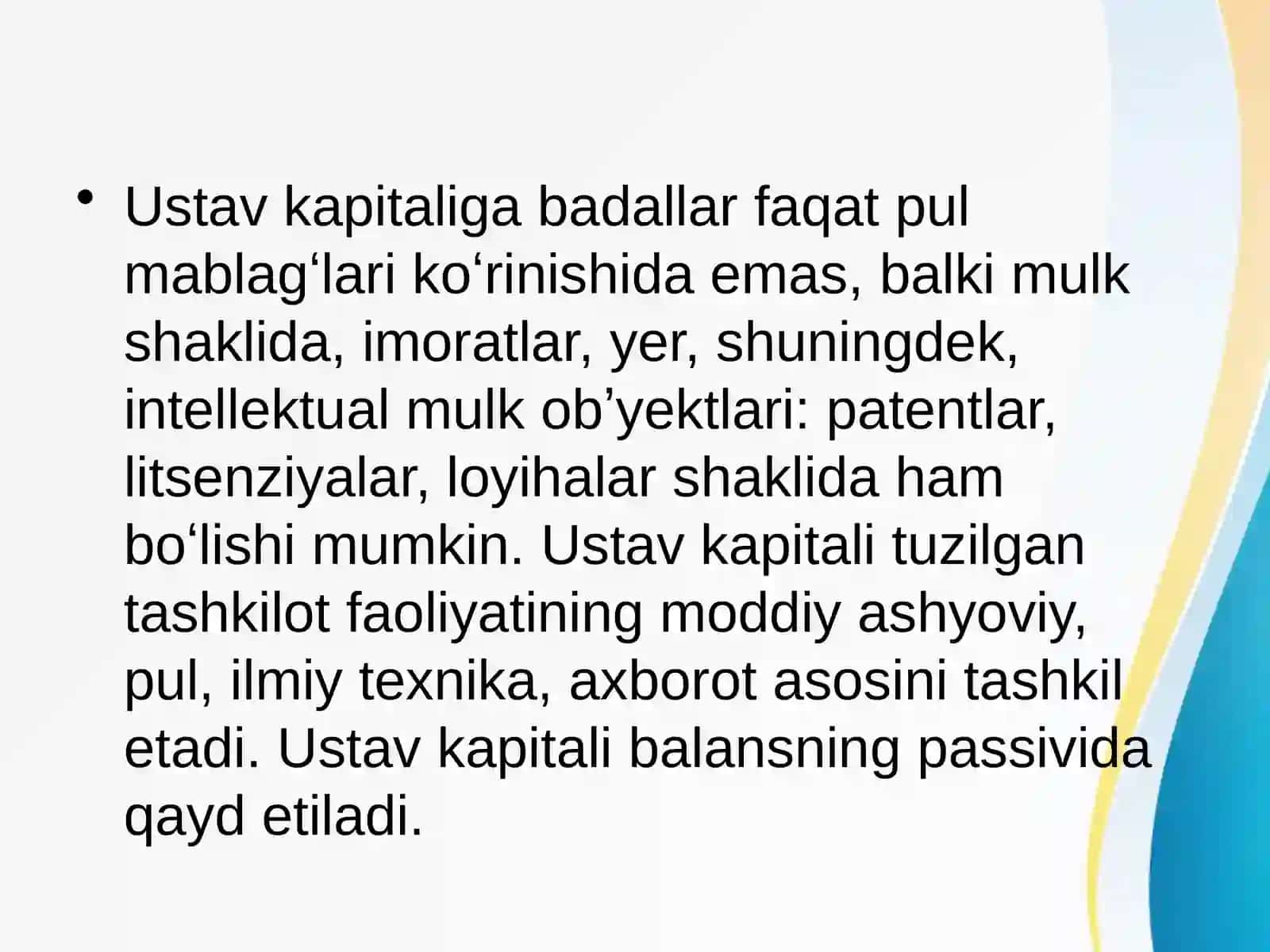 ustav kapitalining shakllanishi va ichki audit 2