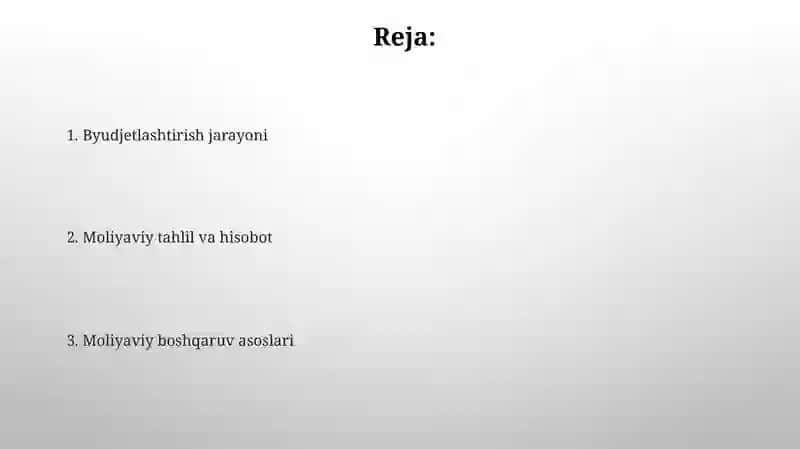 Moliya boshqaruvi va byudjetlashtirish 2