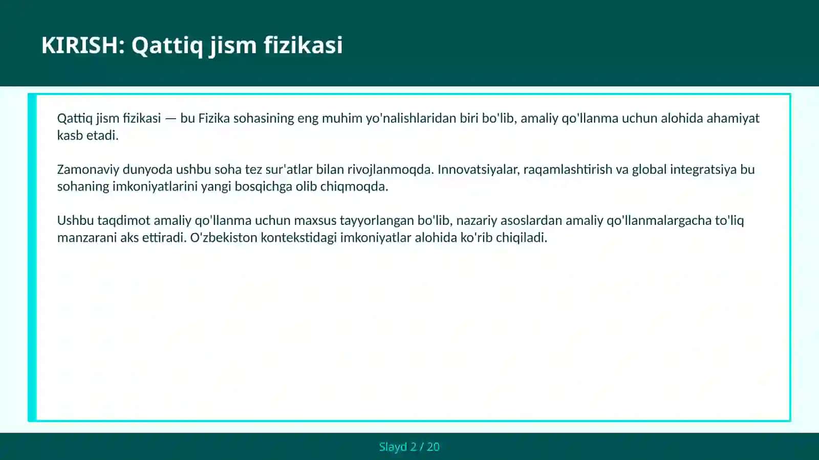 QATTIQ JISM FIZIKASI 2