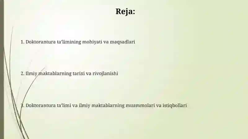 Taʼlim: Doktorantura va ilmiy maktablar 2