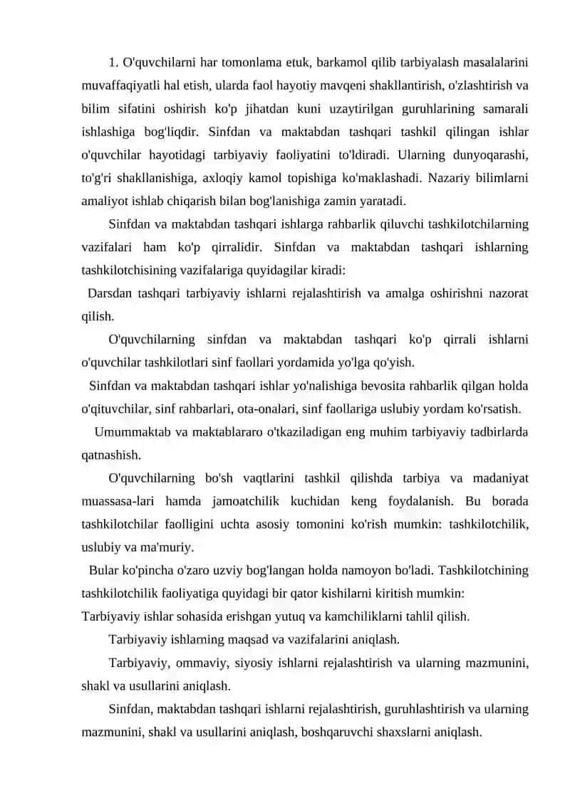 Sinfdan tashqari tarbiyaviy ishlar 2