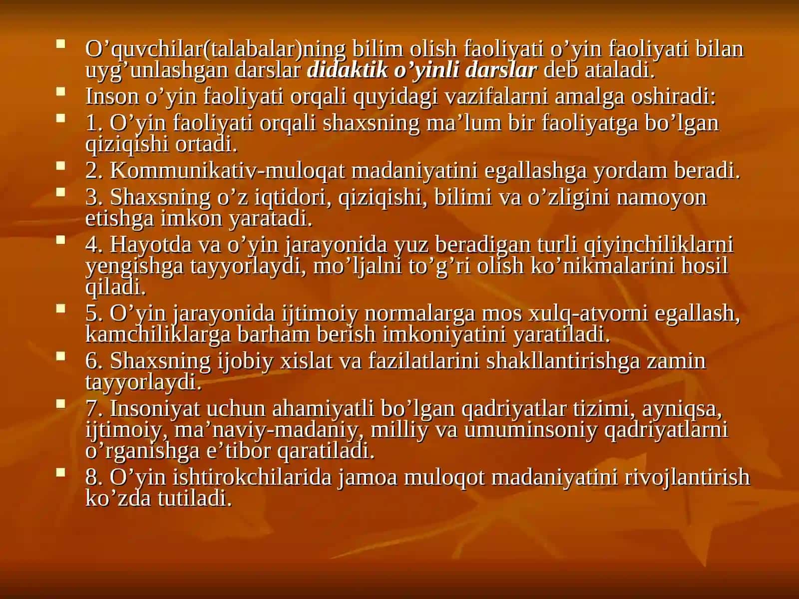 Didaktik o`yinli texnologiyalar 2