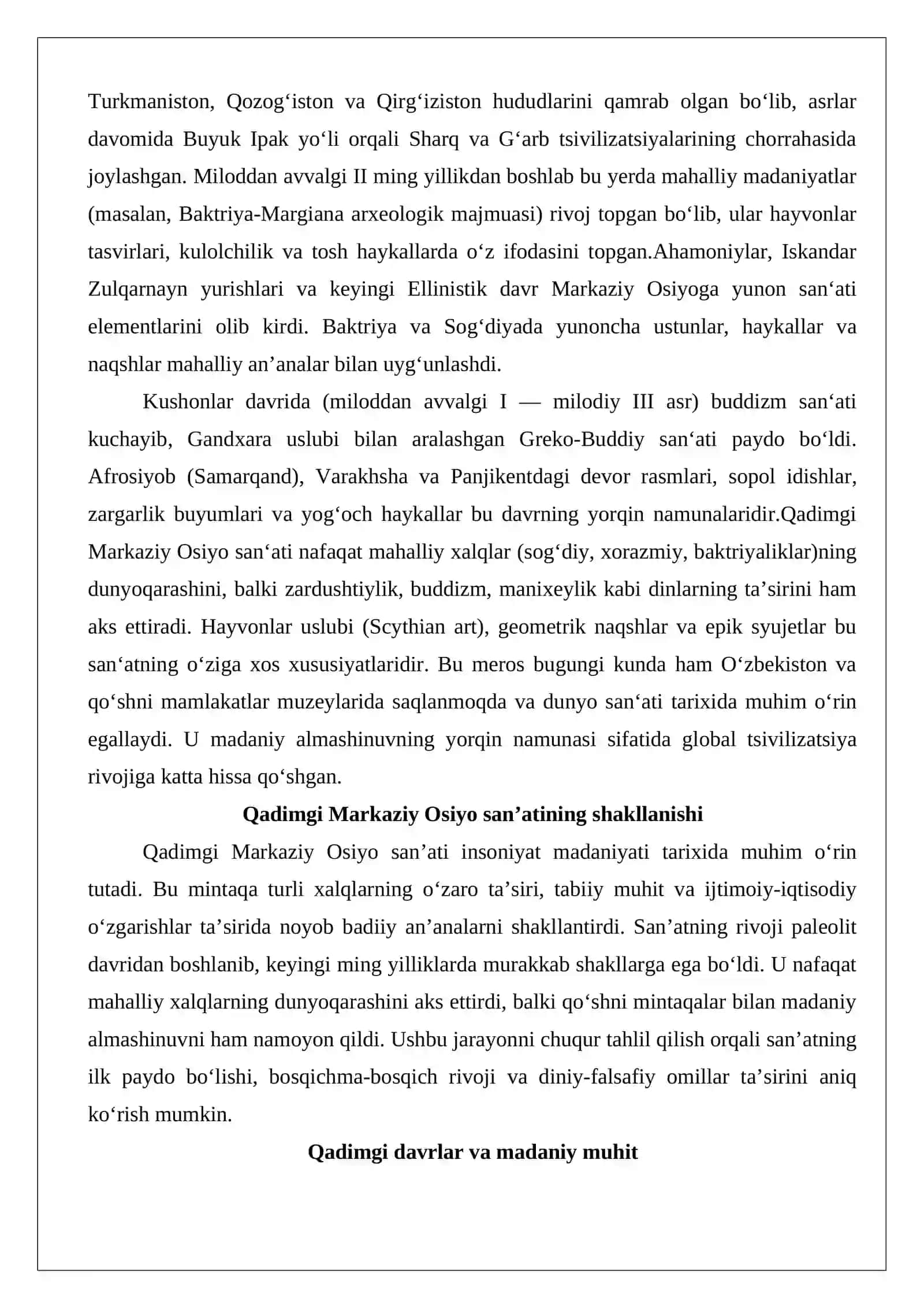 Qadimgi Markaziy Osiyo san’ati 2