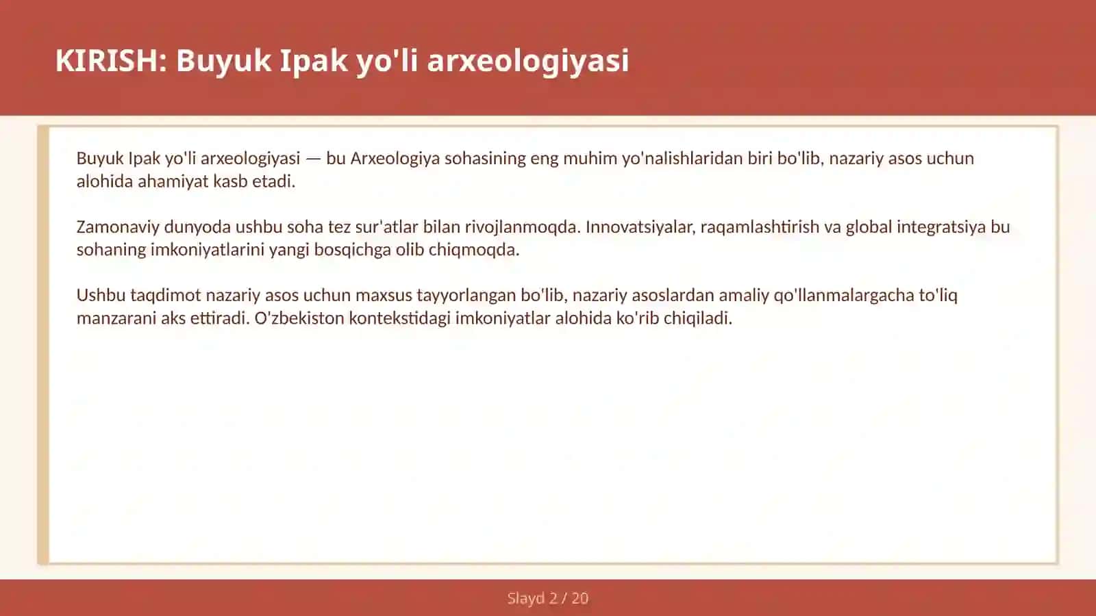 BUYUK IPAK YO'LI ARXEOLOGIYASI 2