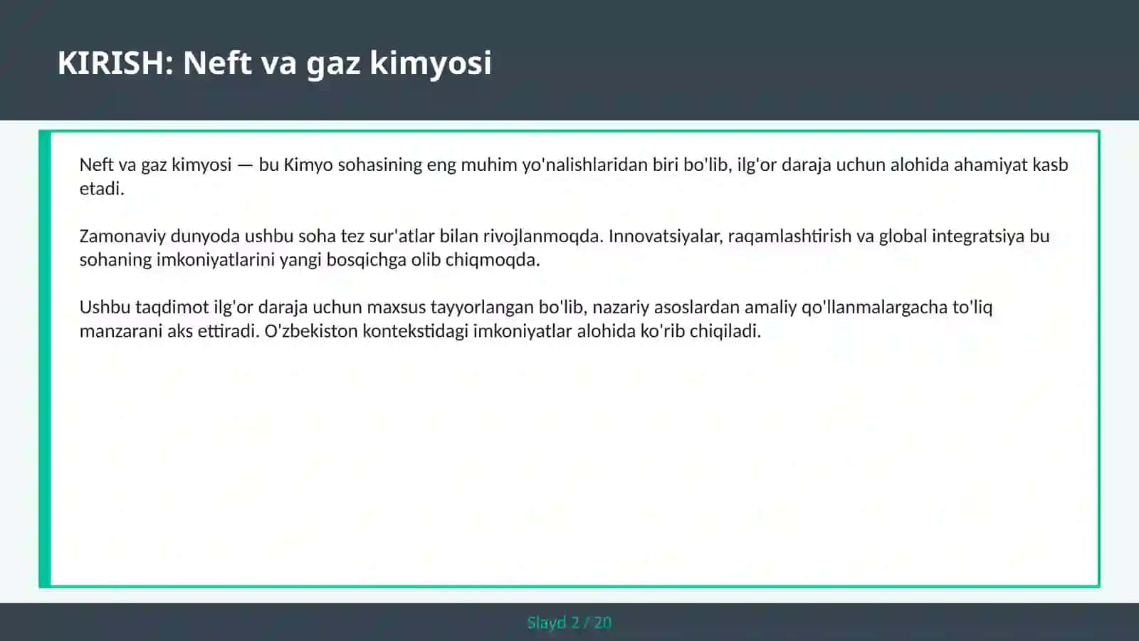 Neft va gaz kimyosi 2
