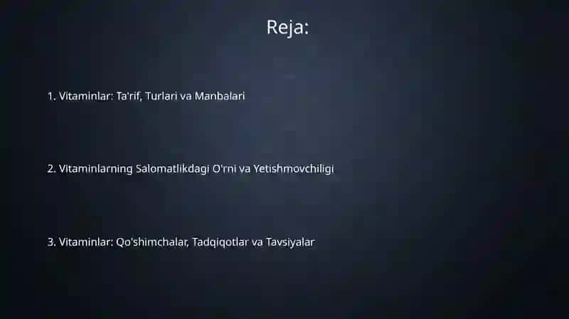 Vitaminlar: Ta'rif va Turlari 2