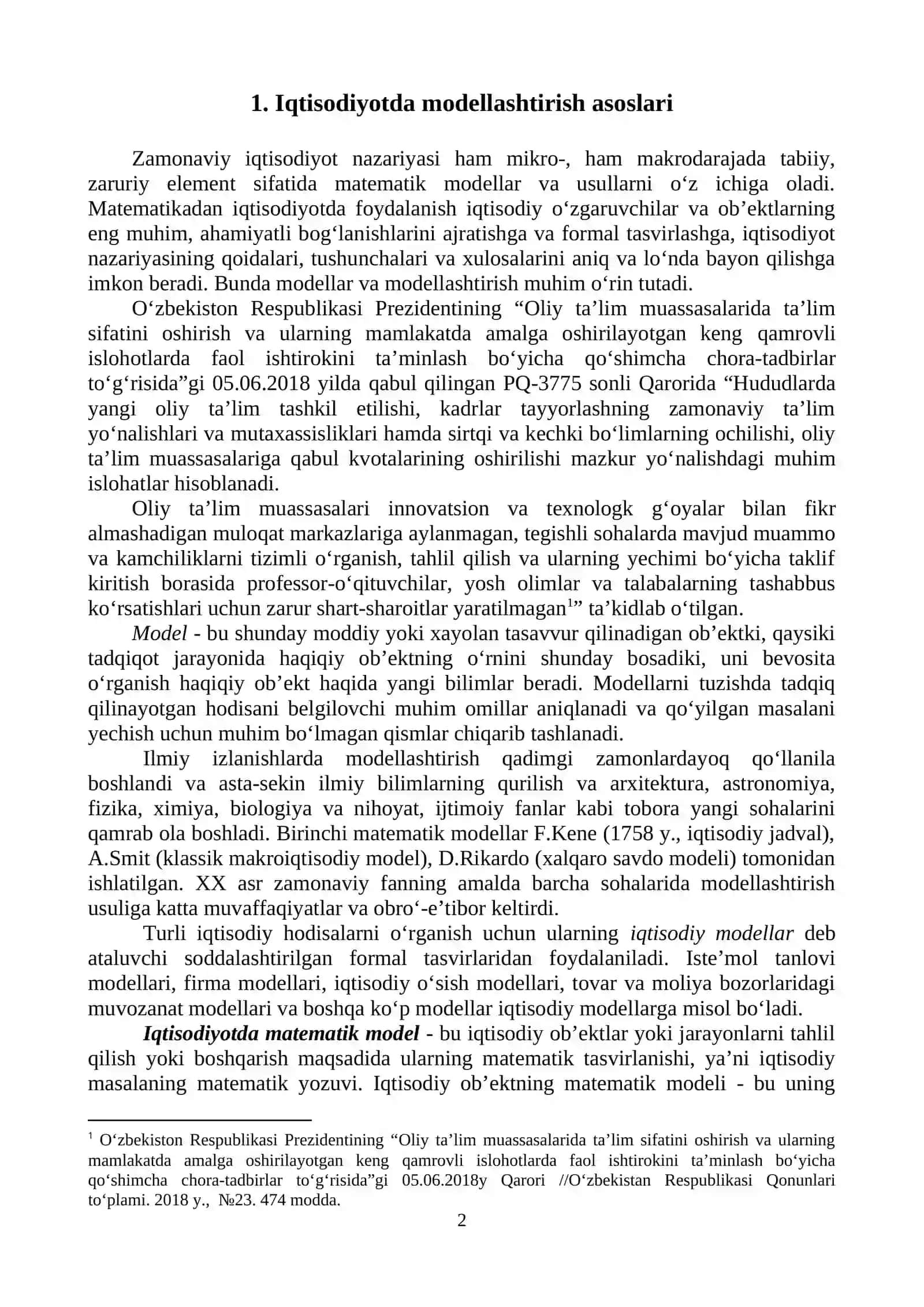 EKONOMETRIK MODELLASHTIRISH ASOSLARI 2