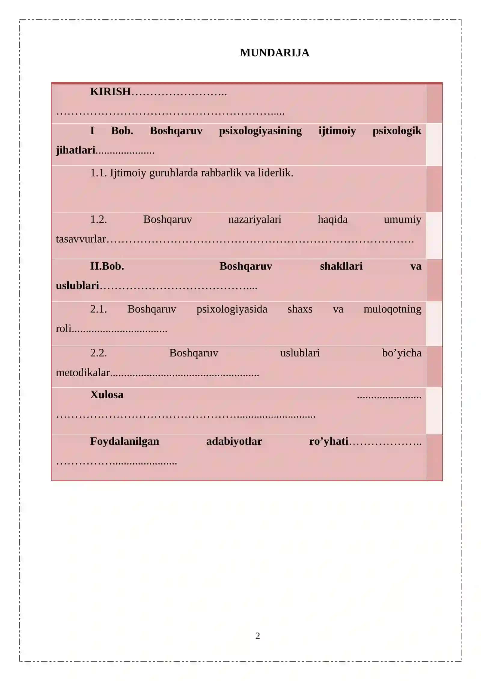 Psixologiyada boshqaruv muammosi 2