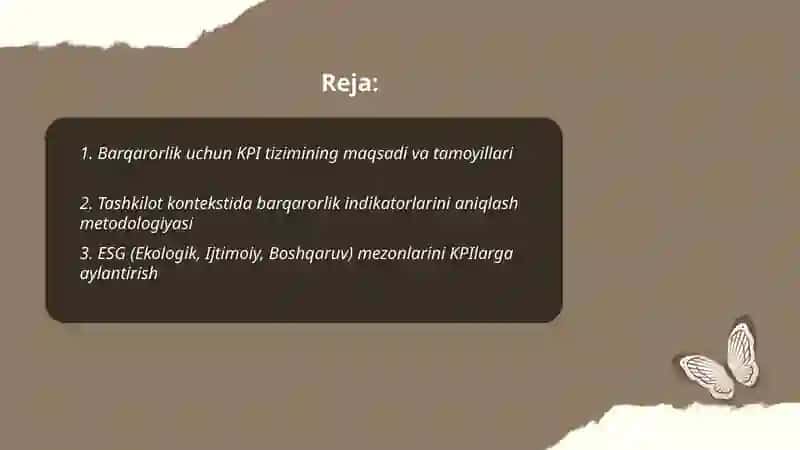 Barqarorlik uchun KPI tizimi 2