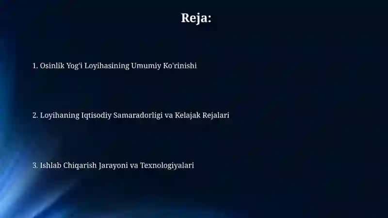 Osinlik yogi ishlab chiqarish loihasi 2