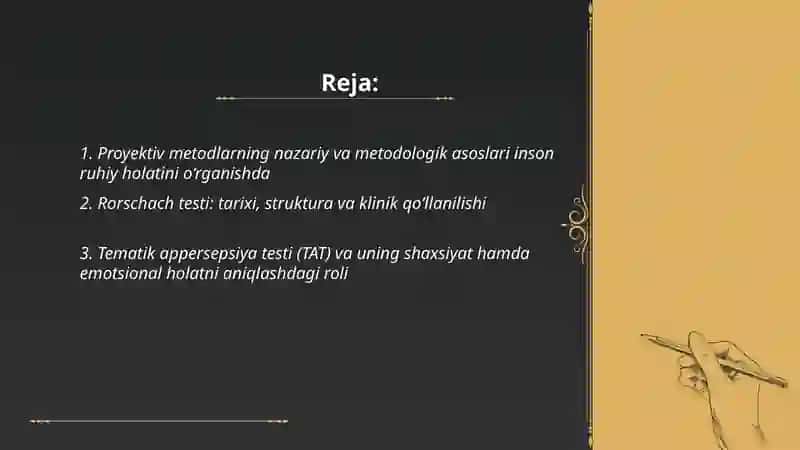 Proyektiv metodlarning o‘rni 2