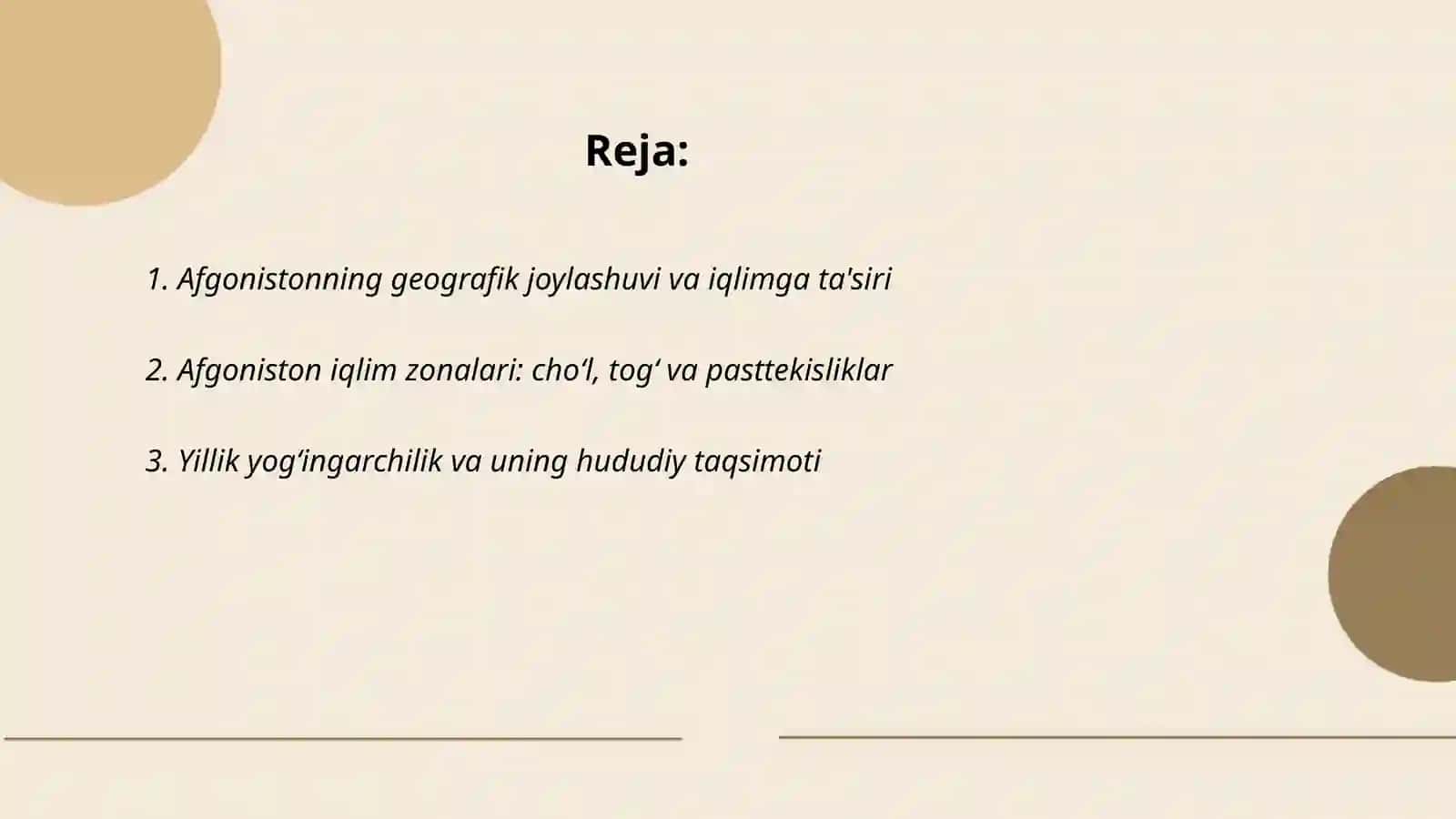 Afgoniston iqlimi xaqida 2
