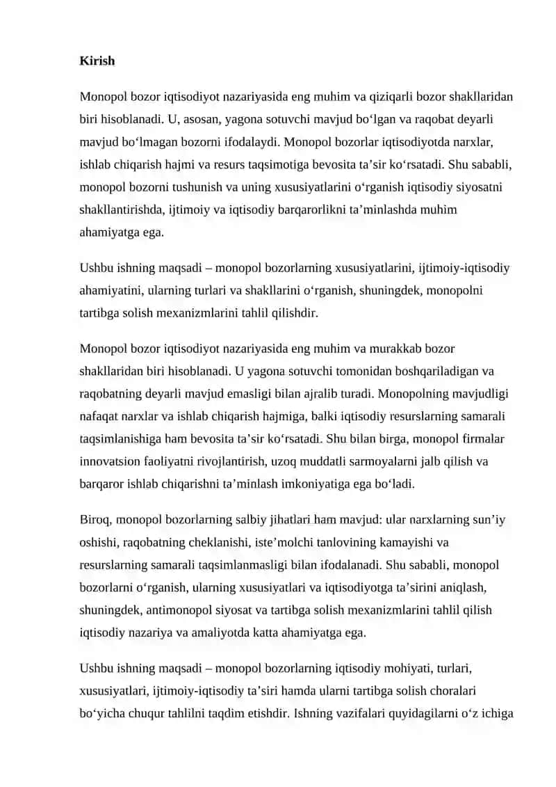 MONOPOL BOZORLAR VA ULARNING XUSUSIYATLARI 2