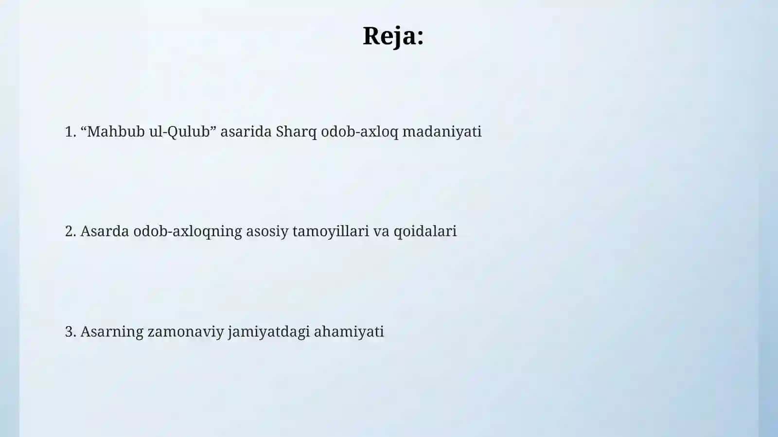 Mahbub ul-Qulub»asaridasharqonamuomalamadaniyati 2