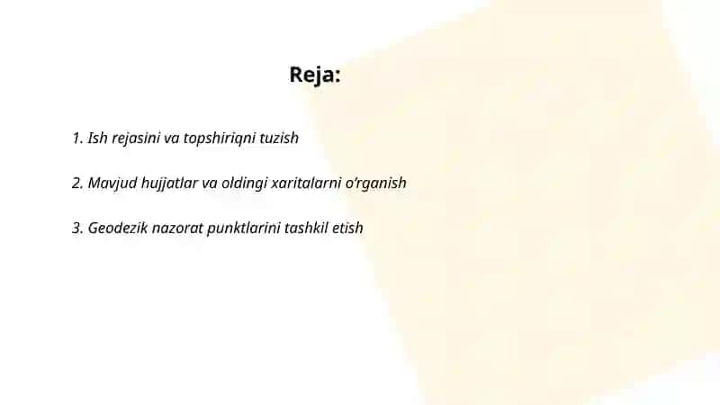 Topografik xaritalarni tuzishda bajariladigan ishlar 2