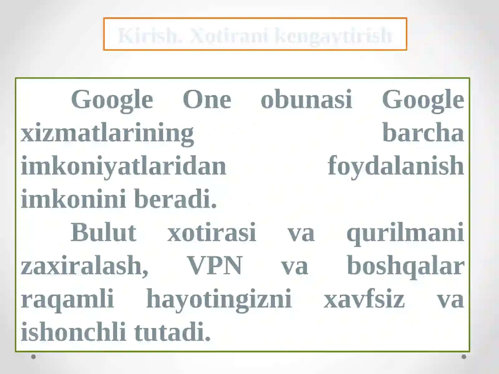 Google One  va uning  imkoniyatlari 2