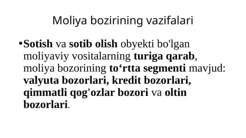 Moliyabozorining vazifalari 2