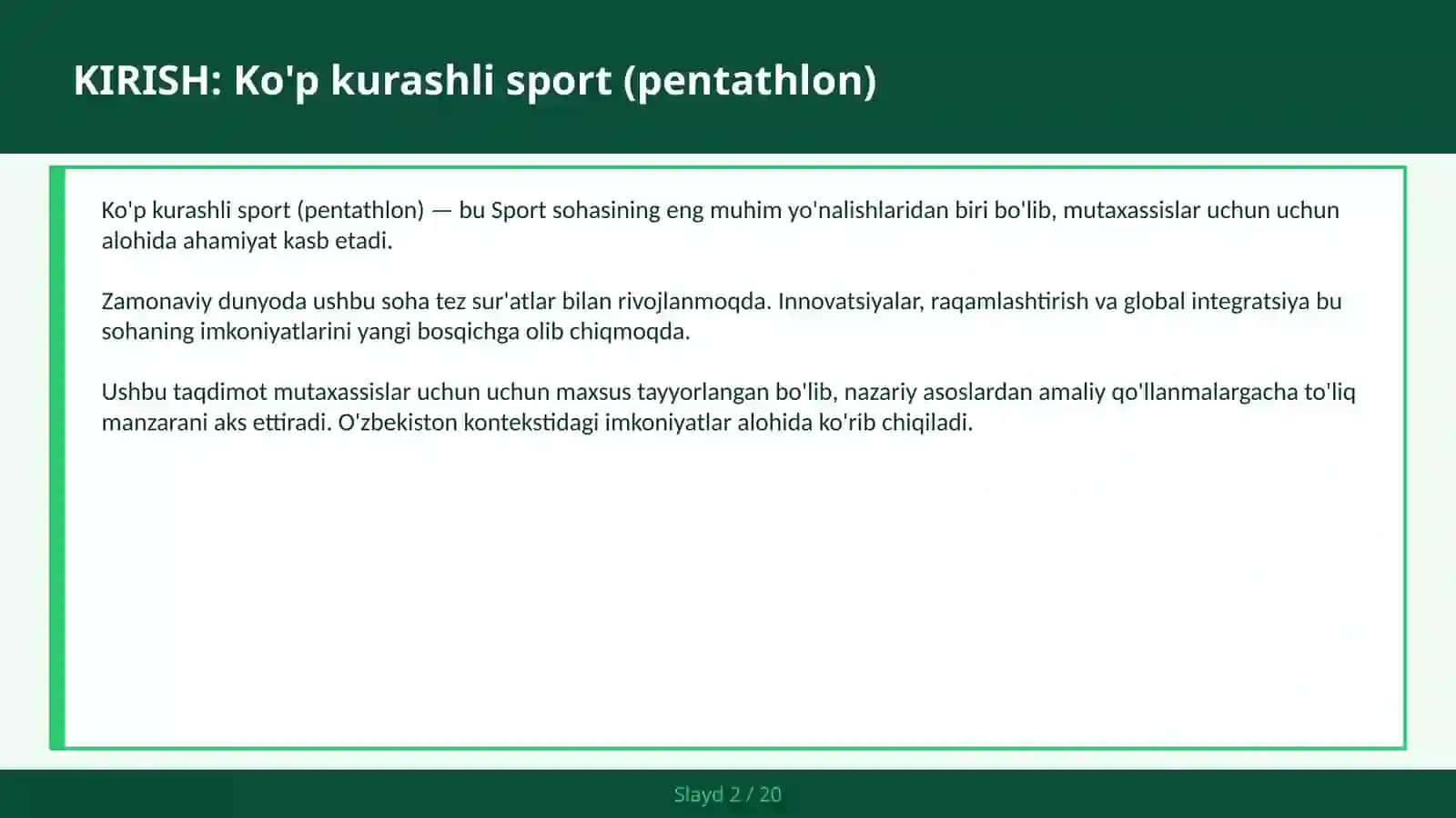 KO'P KURASHLI SPORT (PENTATHLON) 2