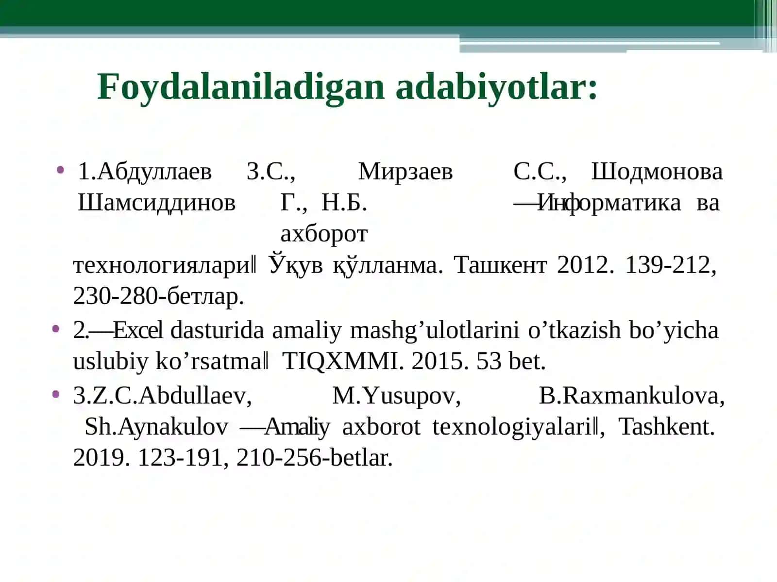 Информатика ва ахборот технологиялари 2