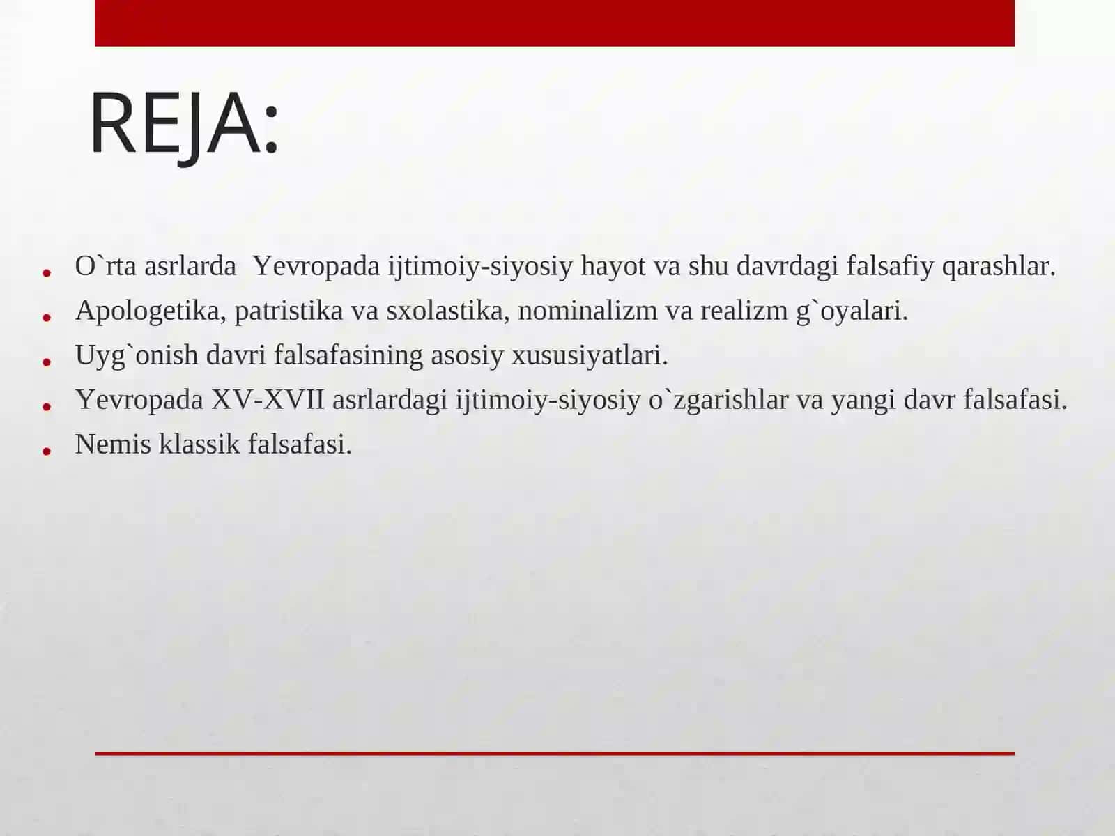 G`arbiy Yevropada o`rta asr,Uyg`onish va Yangi davr falsafasi 2