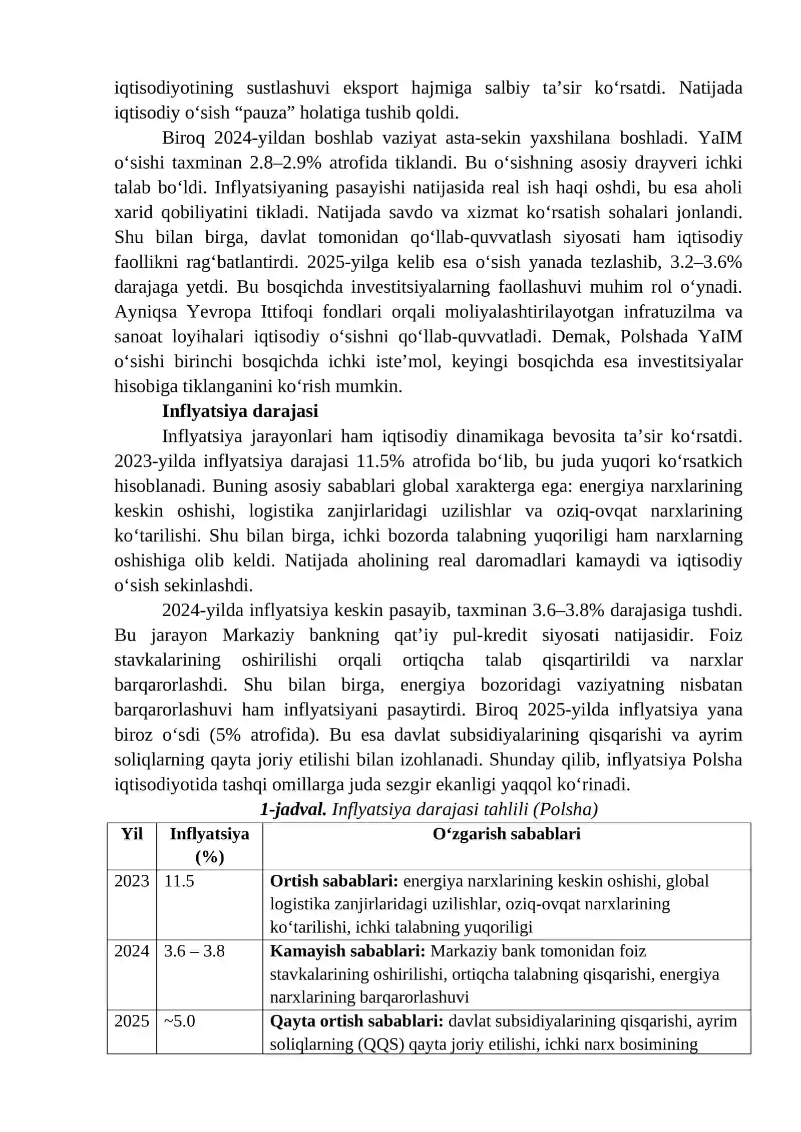 POLSHA DAVLATINING IQTISODIY HOLATI TAHLILI 2