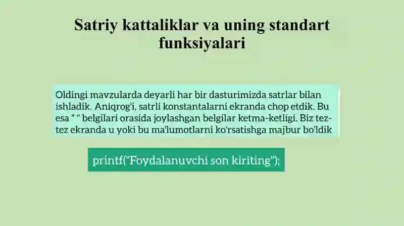Satriy kattaliklar bilan ishlash 2