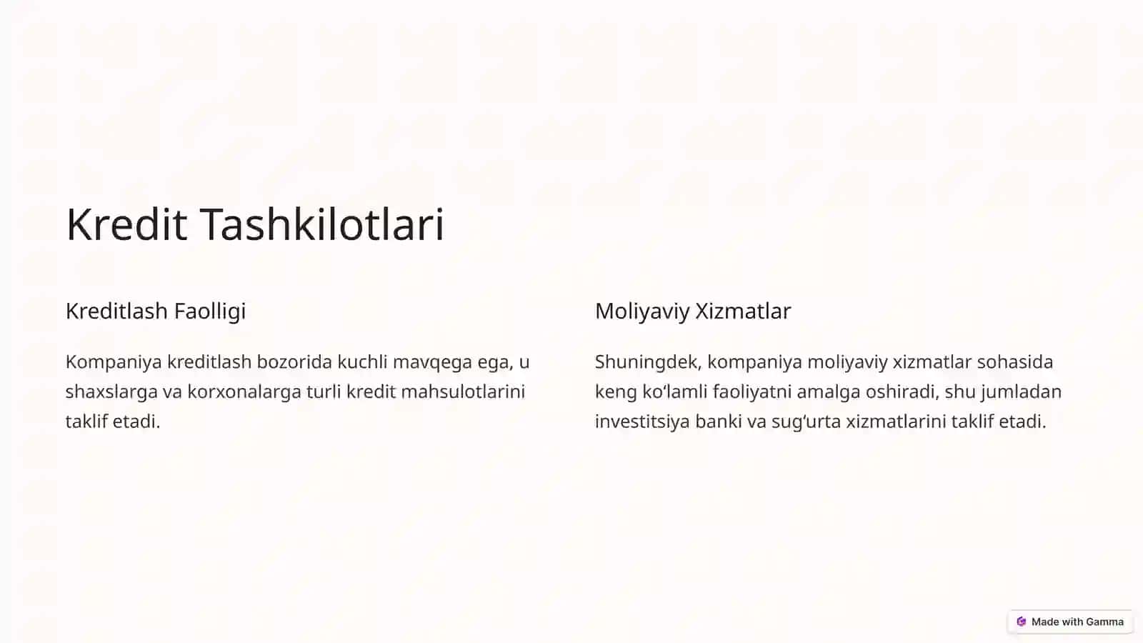 Kompaniya Portfelining Tahlili 2