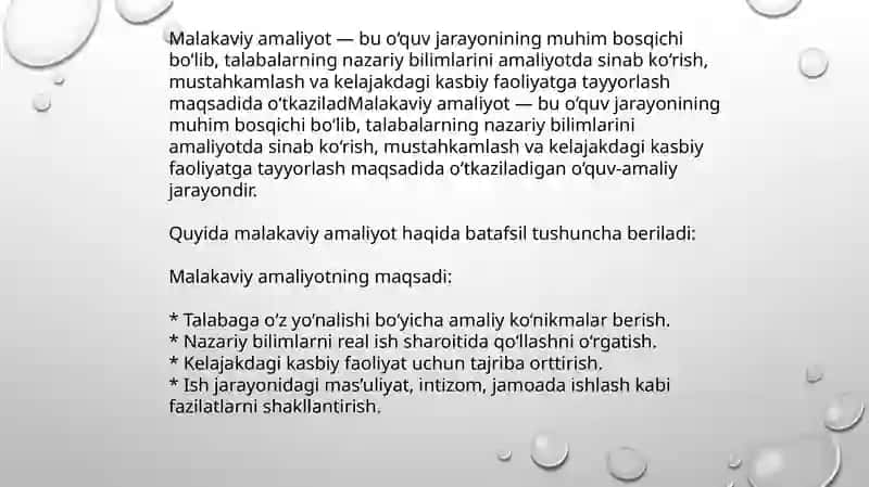 Malakaviy amaliyot 2