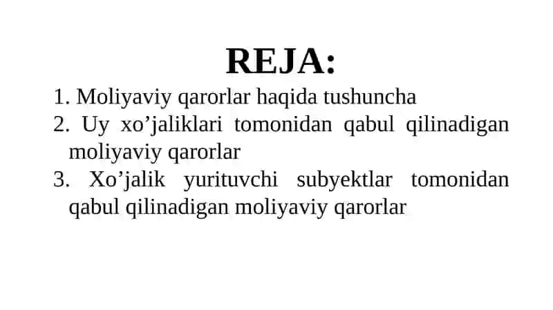 Moliyaviy qarorlar haqida tushuncha 2