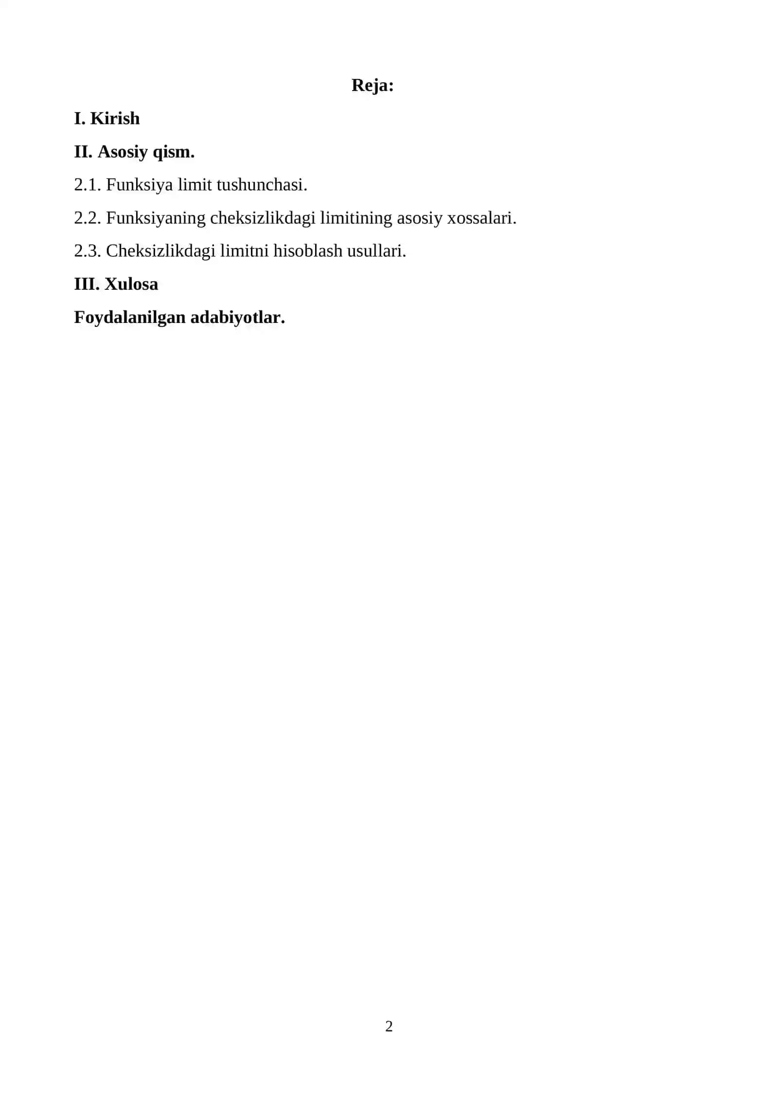 Funksiya limit tushunchasi 2