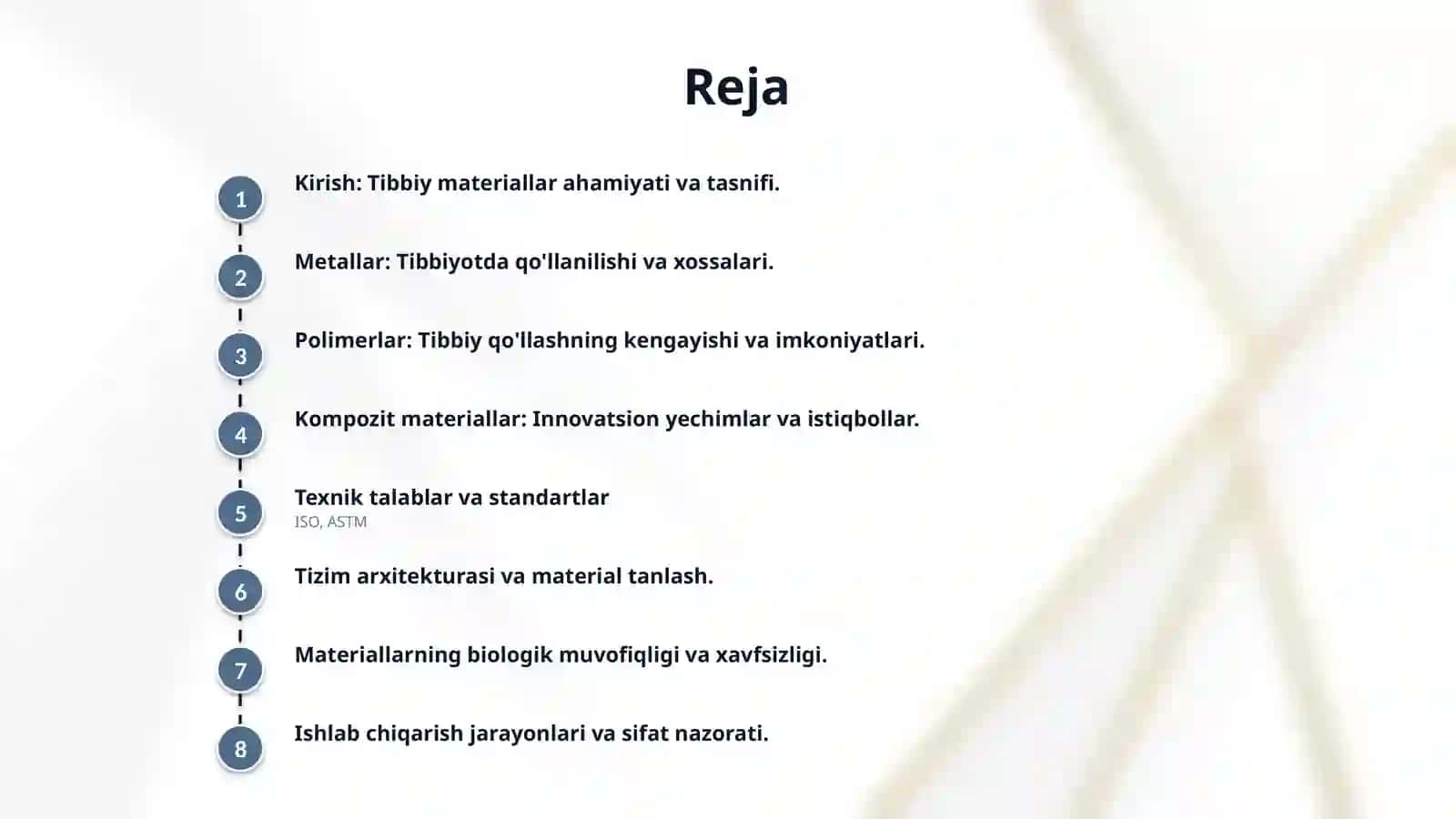 Tibbiy asbob-uskunalar ishlab chiqarishda qo‘llaniladigan materiallar 2