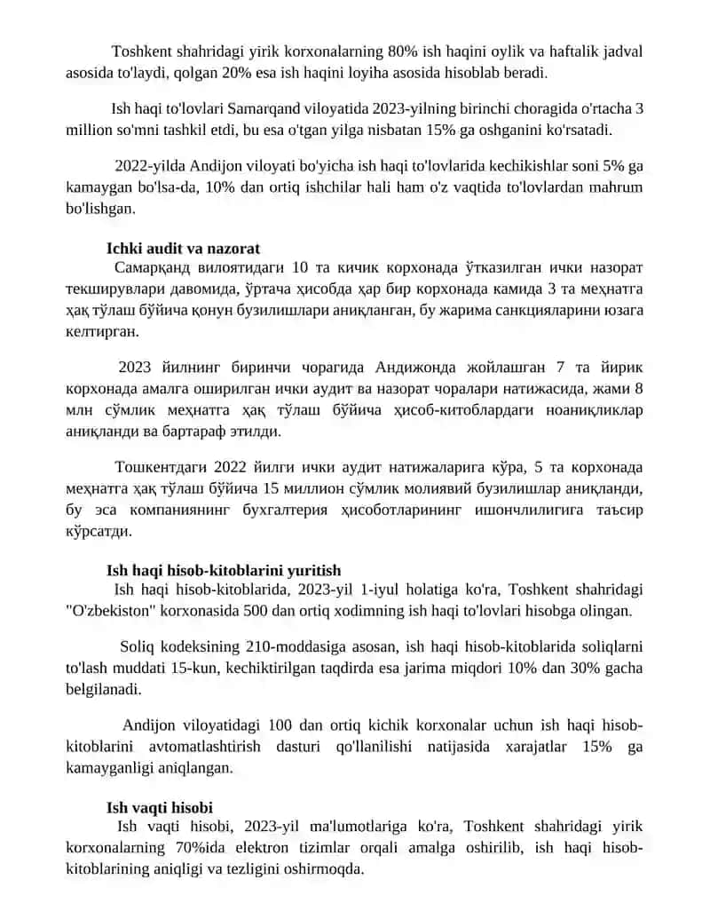 Mehnat va ish haqi hisobi 2