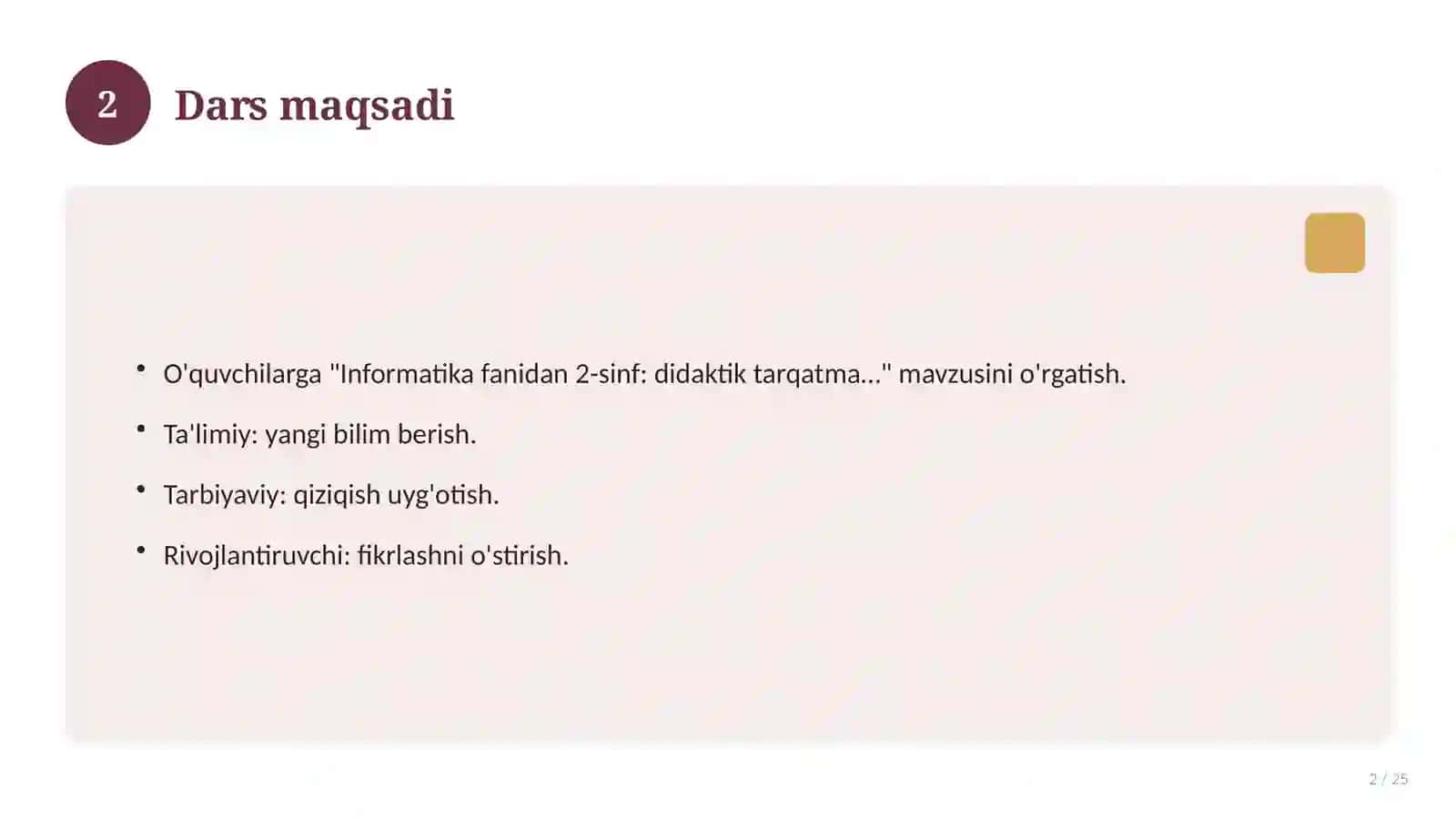 Informatika fanidan 2-sinf: didaktik tarqatma materiallar 2