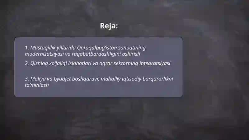 Oʻzbekistonning eng yangi tarixi fanidan taqdimoti 2