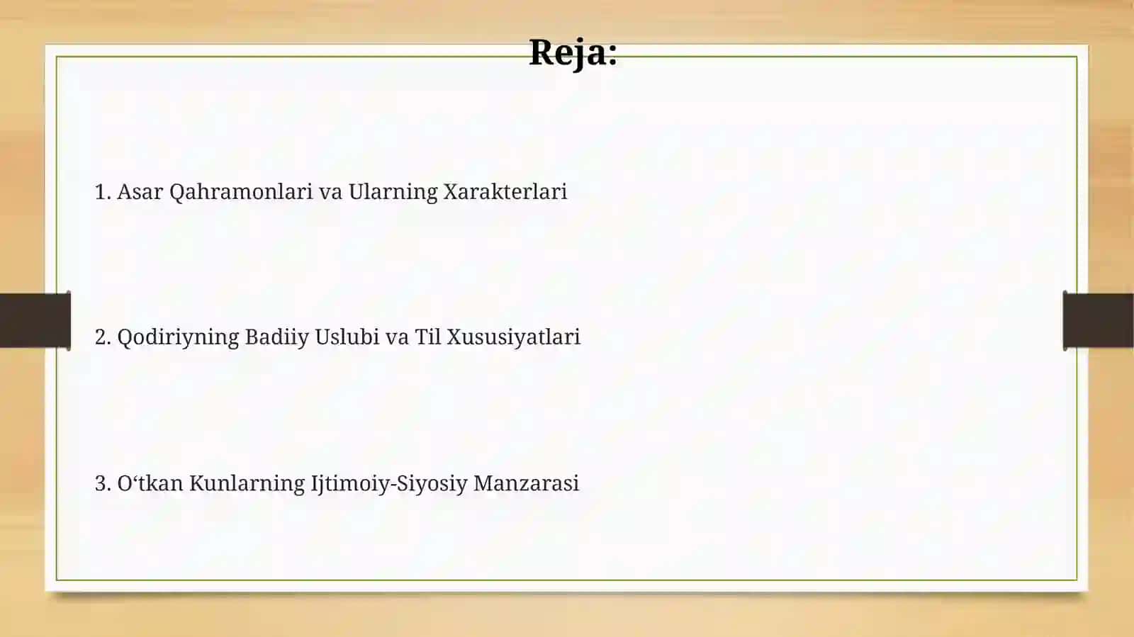 "Oʻtkan kunlar" asari tahlili 2