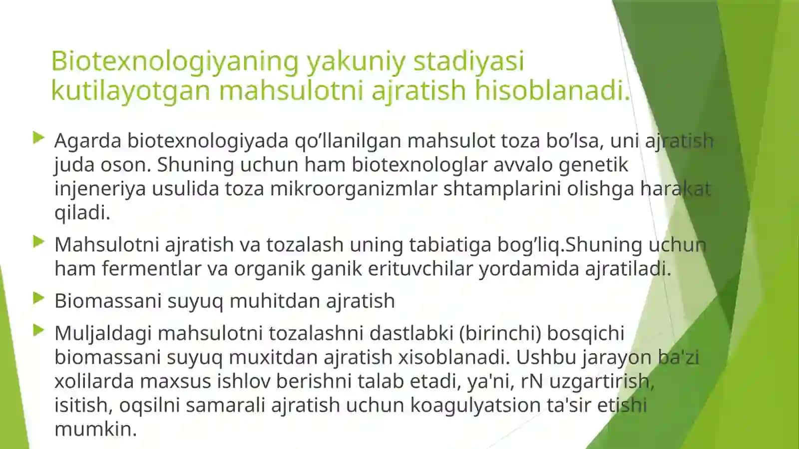 Mahsulotni ajratish va tozalash 2