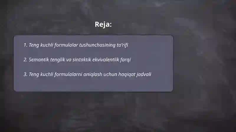 Teng kuchli formulalar tushunchasi 2