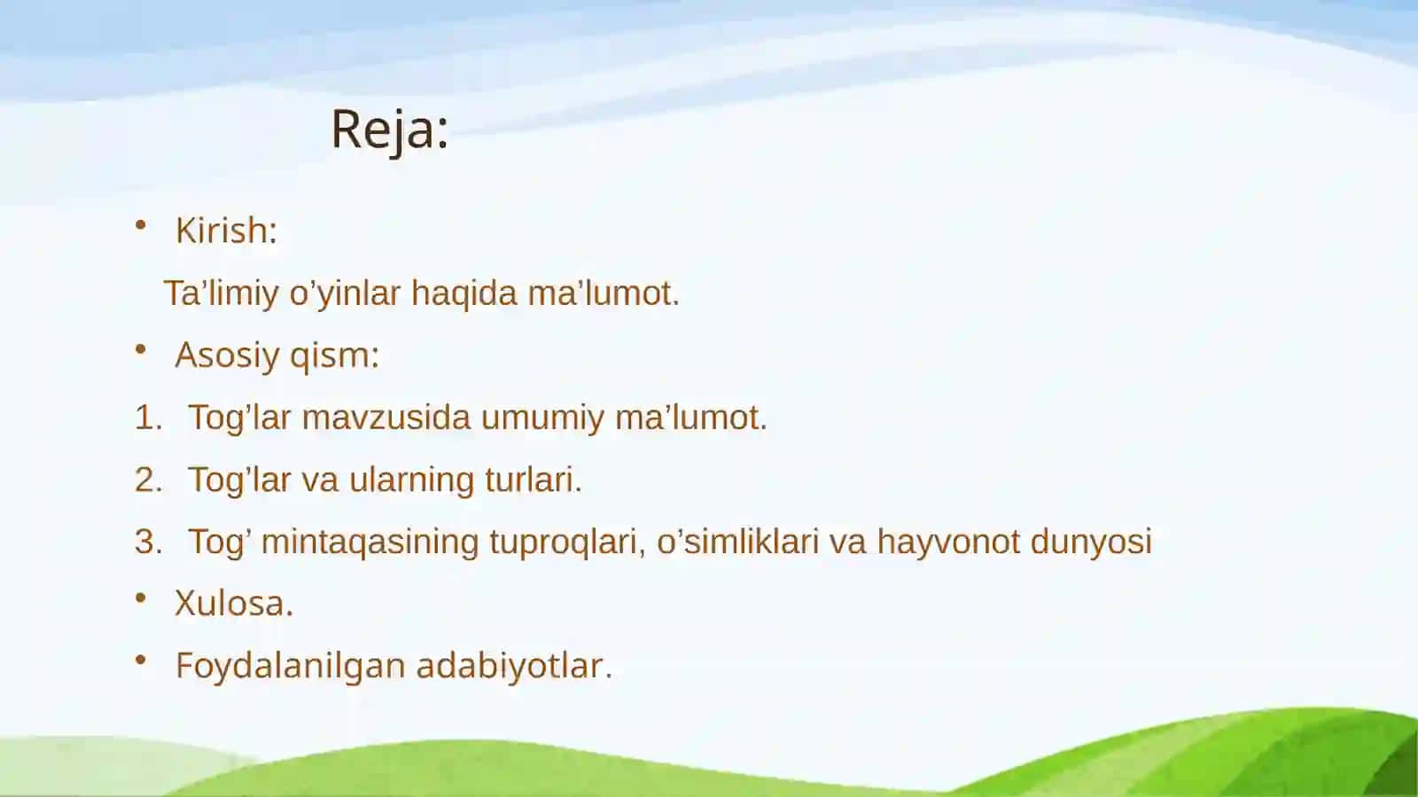 Tog’ mavzusini o’qitishda ta’limiy o’yinlardan foydalanish metodikasi 2