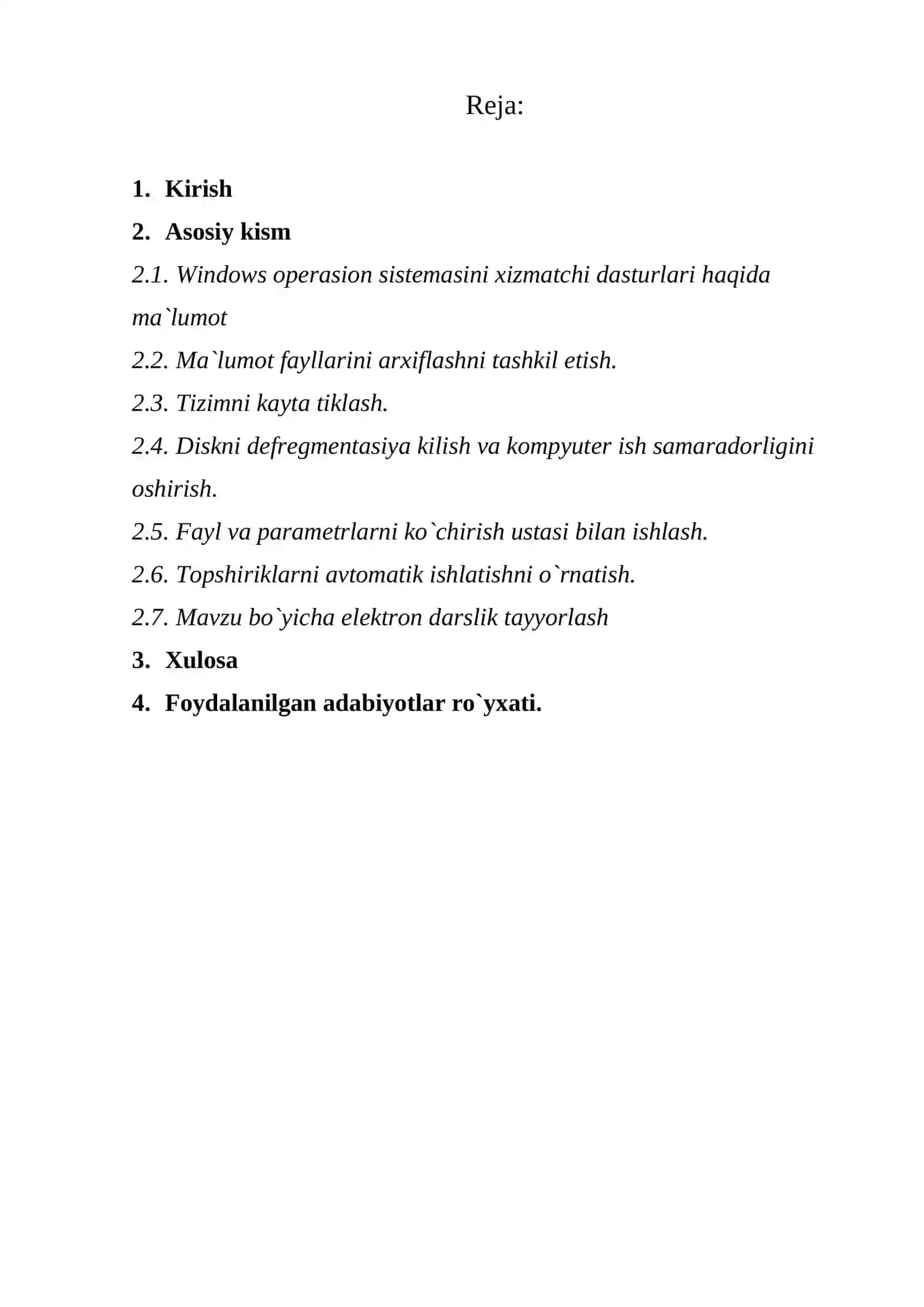 WINDOWS opеrasion tizimining xizmatchi dasturlari haqida ma`lumot 2