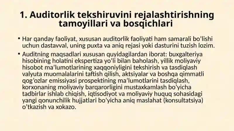 AUDITORLIK TEKSHIRUVINI REJALASHTIRISH 2
