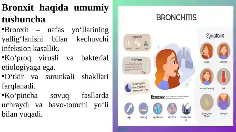 Havo-tomchi infeksiyalari: bronxit kasalligining qo‘zg‘atuvchilari, patogenezi va laboratoriya tashhisi 2